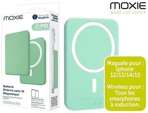 BATTERIE DE SECOURS INDUCTION MAGSAFE 5000MAH VERT