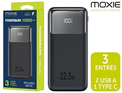 BATTERIE SECOURS AFFICHAGE DIGITAL 10000MAH NOIR