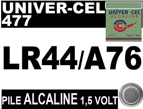 PILE *UNIVER-CEL* LR44 ALCALINE 1,5V (15)