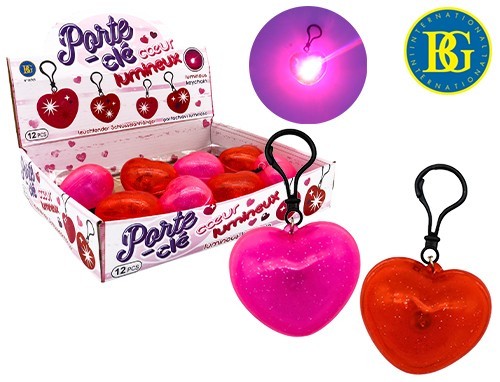 PORTE-CLE LUMINEUX COEUR 6cm (12)