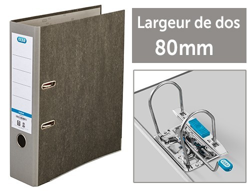 CLASS BUR ELBA A4 CARTON DOS 80MM PAPIER GRIS (1)