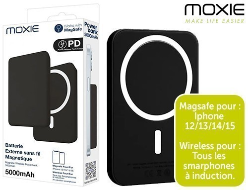 BATTERIE DE SECOURS INDUCTION MAGSAFE 5000MAH NOIR