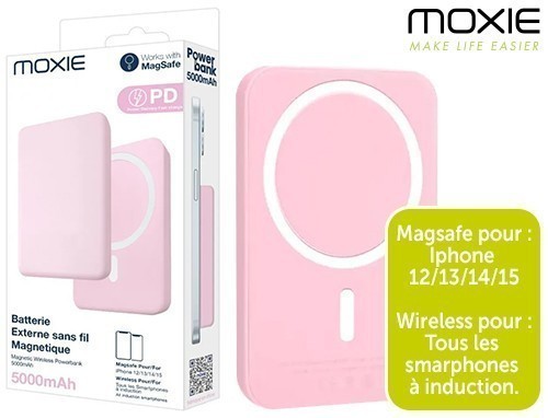 BATTERIE DE SECOURS INDUCTION MAGSAFE 5000MAH ROSE