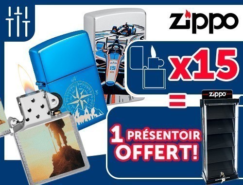 OFFRE PRESENTOIR ZIPPO 15 PIECES