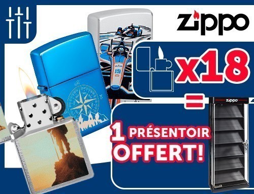 OFFRE PRESENTOIR ZIPPO 18 PIECES