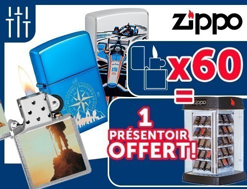OFFRE PRESENTOIR ZIPPO 60 PIECES