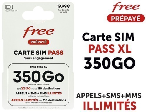 CARTE SIM FREE MOBILE 350GO APPELS SMS ILLI (1)